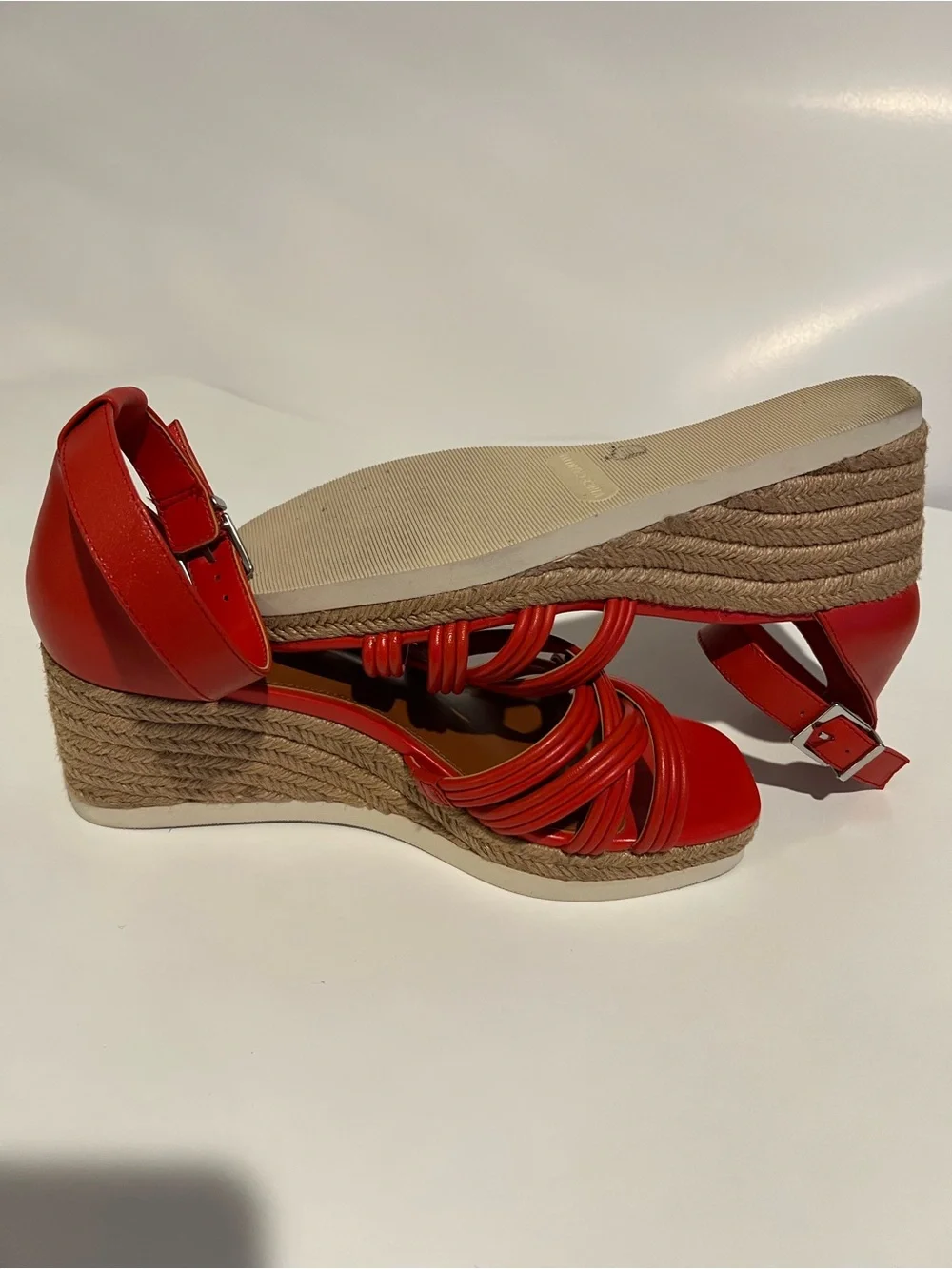 Vince Camuto Red Strappy Espadrille Wedge Sandals